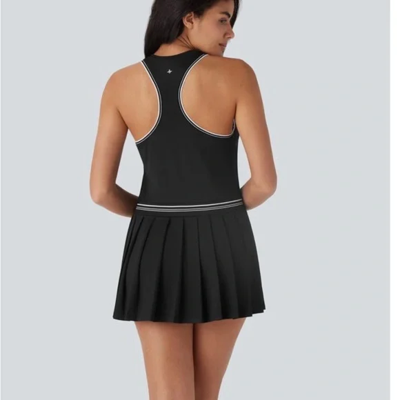 HALARA Racerback Color Block Stripe Pleated Mini Tennis Active Dress - Picture 2 of 7